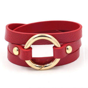 Kirykle Geometric Girl Print Leather Bracelet Vintage Bangle