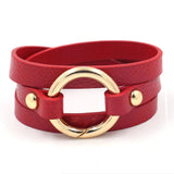 Kirykle Geometric Girl Print Leather Bracelet Vintage Bangle