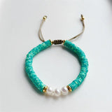 Heishi Disc Beads Bracelet for Women, Polymer Clay Pearl Bracelet