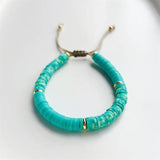 Heishi Disc Beads Bracelet for Women, Polymer Clay Pearl Bracelet