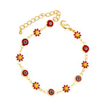 Adjustable Copper Flower Star Evil Eye Bracelet