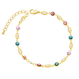 Adjustable Copper Flower Star Evil Eye Bracelet