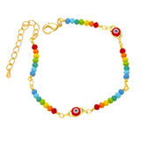 Adjustable Copper Flower Star Evil Eye Bracelet