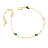 Adjustable Copper Flower Star Evil Eye Bracelet