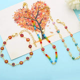 Adjustable Copper Flower Star Evil Eye Bracelet