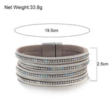 Multilayer Rhinestone Leather Bracelet Crystal Bangles for Women