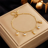 Geometric Square Zircon Charm Bracelet for Women Girls Party Gift