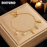 Geometric Square Zircon Charm Bracelet for Women Girls Party Gift