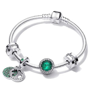 Friendship Crown Beads Charm Bracelet with Snake Chain