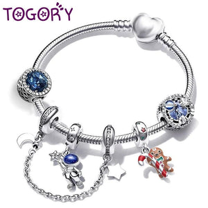Friendship Crown Beads Charm Bracelet with Snake Chain