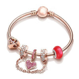 Friendship Crown Beads Charm Bracelet with Snake Chain