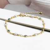 Evil Eye Heart Pearl Beaded Bracelet Adjustable Charm Bracelet
