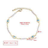 Evil Eye Heart Pearl Beaded Bracelet Adjustable Charm Bracelet