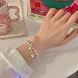 Opal Beaded Pearl Heart Charm Bracelet for Women