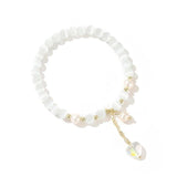 Opal Beaded Pearl Heart Charm Bracelet for Women