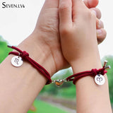 12 Constellation Stainless Steel Couple Bracelet Set Zodiac Bracelets