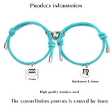 12 Constellation Stainless Steel Couple Bracelet Set Zodiac Bracelets