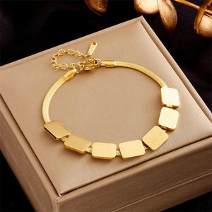 316L Stainless Steel Square Geometric Bracelet Snake Chain Wrist Jewelry