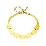 316L Stainless Steel Square Geometric Bracelet Snake Chain Wrist Jewelry