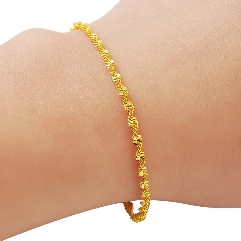 24K Water Wave Ladies Bracelet Jewelry Gift