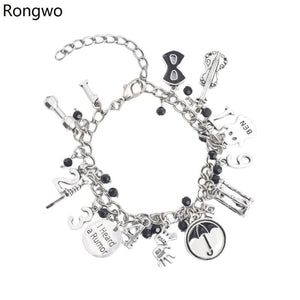 Umbrella Academy Charm Bracelet Silver Metal Pendant Link Jewelry