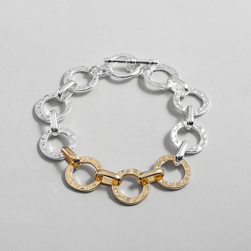 Two Tone Geometric Link Chain Bracelet for Women