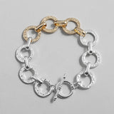 Two Tone Geometric Link Chain Bracelet for Women