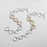 Two Tone Geometric Link Chain Bracelet for Women