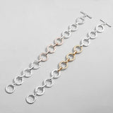 Two Tone Geometric Link Chain Bracelet for Women