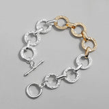Two Tone Geometric Link Chain Bracelet for Women