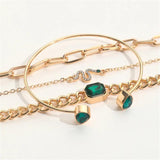Vintage Snake Green Crystal Wrist Bracelets for Women Charms Chains
