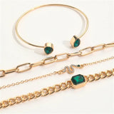 Vintage Snake Green Crystal Wrist Bracelets for Women Charms Chains