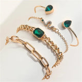 Vintage Snake Green Crystal Wrist Bracelets for Women Charms Chains