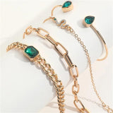 Vintage Snake Green Crystal Wrist Bracelets for Women Charms Chains