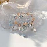 Sweet Shell Pearl Beaded Charm Bracelet Flower Jewelry