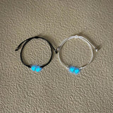 Glow Dark Heart Couple Bracelet Leather Adjustable