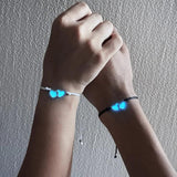 Glow Dark Heart Couple Bracelet Leather Adjustable