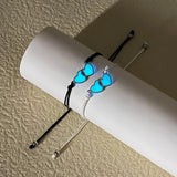 Glow Dark Heart Couple Bracelet Leather Adjustable