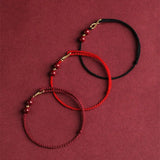 Hand Weave Infinity Symbol Red Rope Bracelet with Buddha Cinnabar Charm