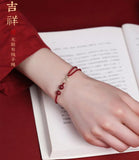 Hand Weave Infinity Symbol Red Rope Bracelet with Buddha Cinnabar Charm