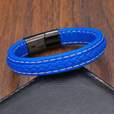 Men's Punk Leather Bracelet Stainless Steel Magnet Buckle Jewelry