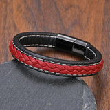 Men's Punk Leather Bracelet Stainless Steel Magnet Buckle Jewelry