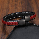 Men's Punk Leather Bracelet Stainless Steel Magnet Buckle Jewelry