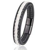 Men's Punk Leather Bracelet Stainless Steel Magnet Buckle Jewelry