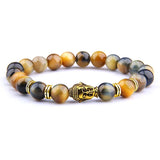 8mm Tiger Eye Beaded Bracelet with Buddha Charm