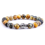 8mm Tiger Eye Beaded Bracelet with Buddha Charm