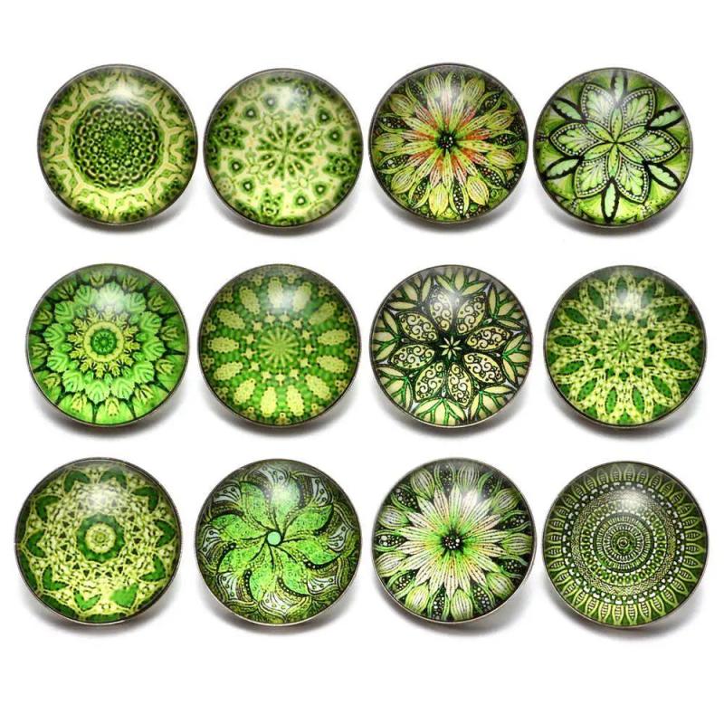 12pcs 18mm Snap Button Charms For Snaps Bracelet DIY Round Photo Cabochons