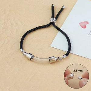 Glass Tube Urn Bracelet With Cord - Memorial Ash Cremation Jewelry