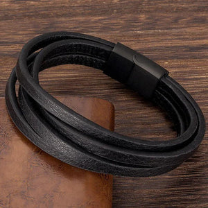 Men's Stainless Steel Leather Punk Bracelet