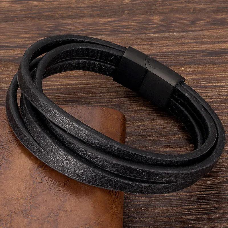 Men's Stainless Steel Leather Punk Bracelet